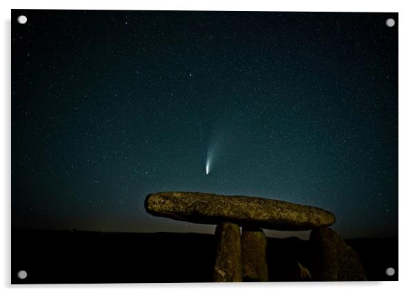 Comet Neowise over Lanyon Quoit in Cornwall Acrylic by Paul Cooper