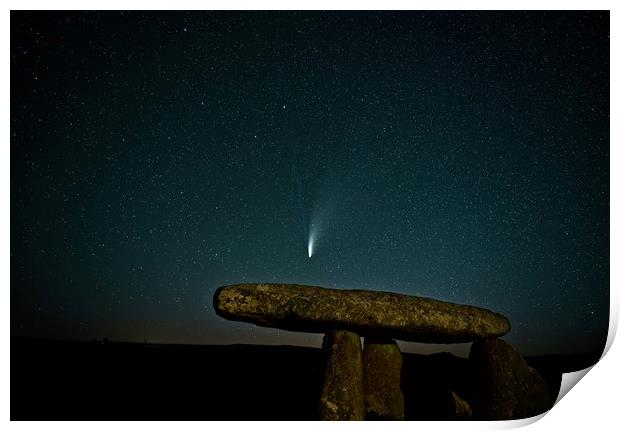Comet Neowise over Lanyon Quoit in Cornwall Print by Paul Cooper