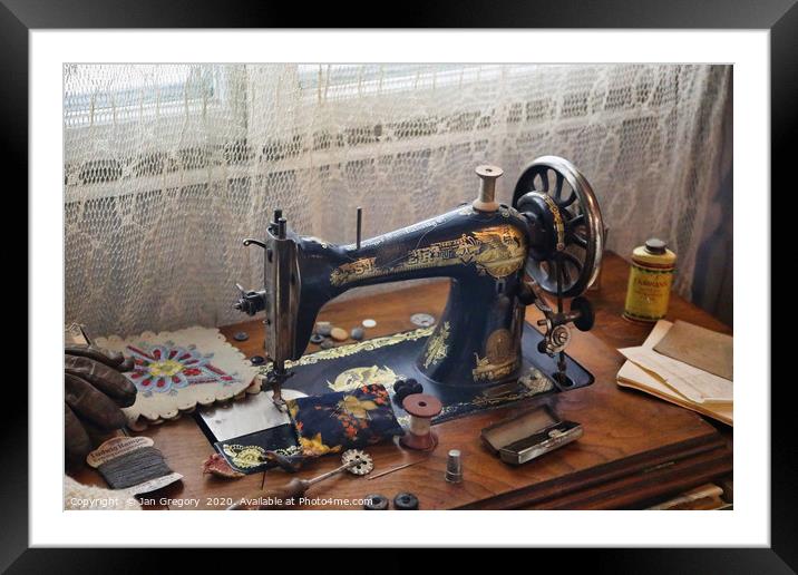 Antique Singer Sewing machine Framed Mounted Print by Jan Gregory