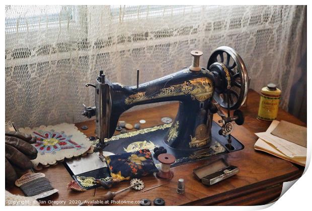 Antique Singer Sewing machine Print by Jan Gregory