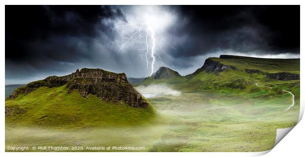 Lightning strikes over the Trotternish Ridge. Print by Phill Thornton