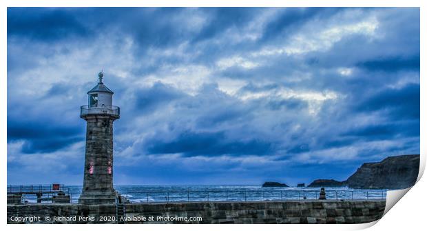 pier end Whitby Print by Richard Perks