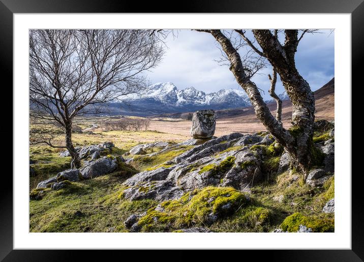 Skye standing stone Framed Mounted Print by Kevin Ainslie