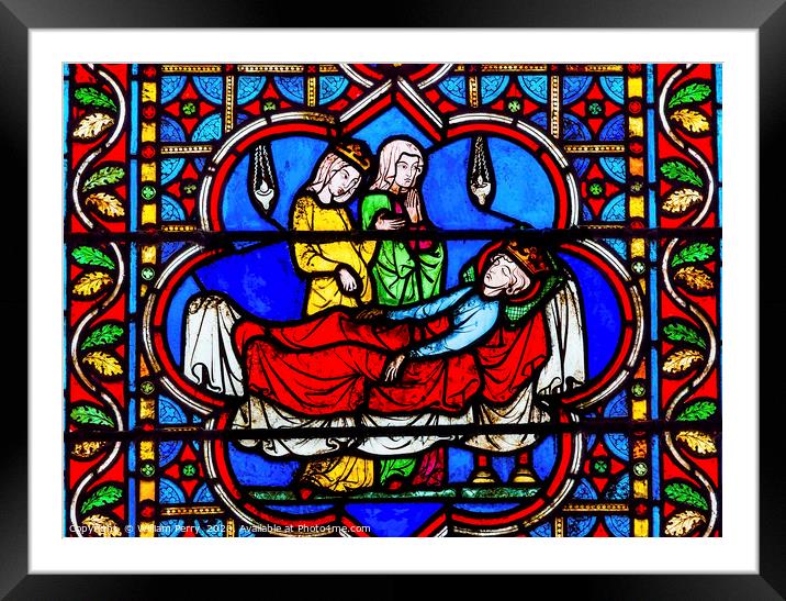 Death King Queen Stained Glass Notre Dame Cathedra Framed Mounted Print by William Perry