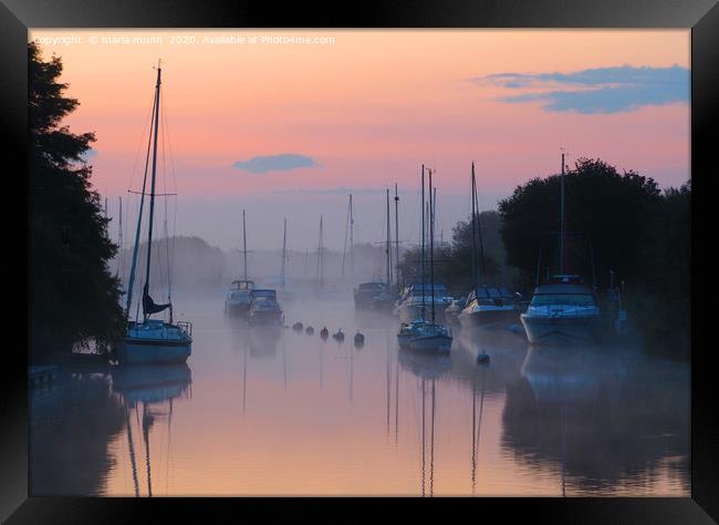 Misty Morning Sunrise at Wareham River Framed Print by maria munn