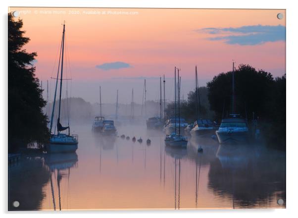 Misty Morning Sunrise at Wareham River Acrylic by maria munn