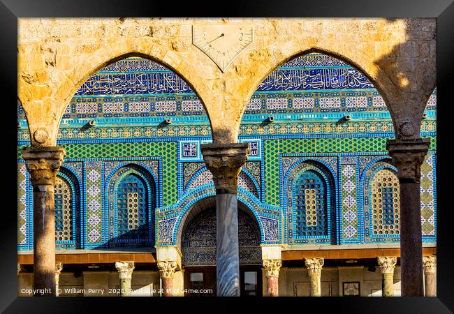 Mosaics Dome of the Rock Temple Mount Jerusalem Is Framed Print by William Perry