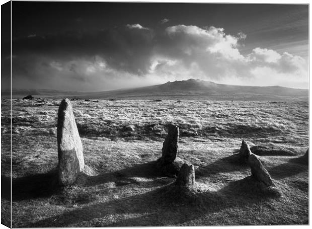 Merrivale Stone Rows Sunset  Canvas Print by Darren Galpin