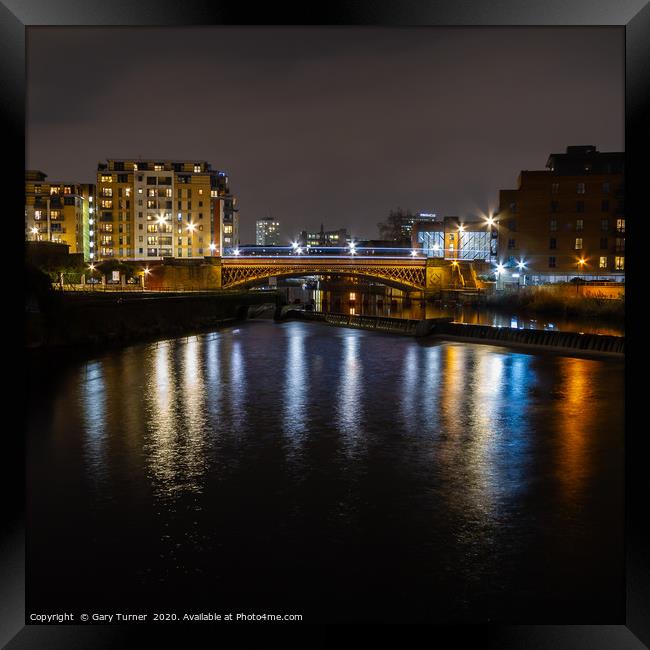 Leeds Bridge Square Framed Print by Gary Turner