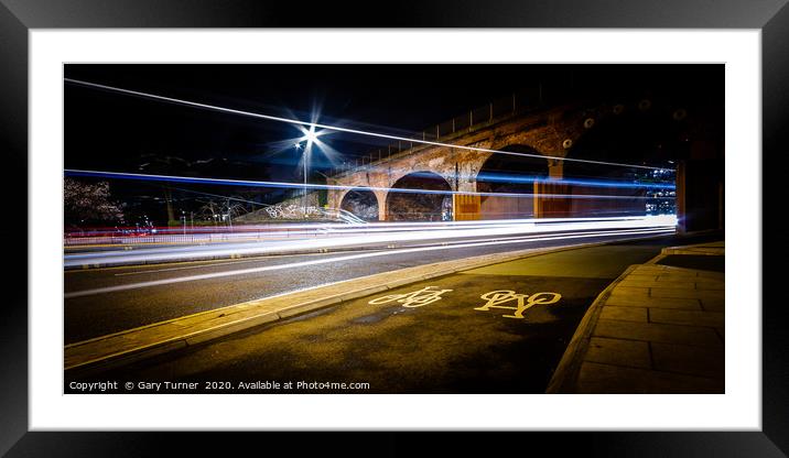 Arches Light Trails Framed Mounted Print by Gary Turner