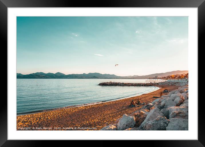 Cannes Beach Landscape On French Riviera Framed Mounted Print by Radu Bercan