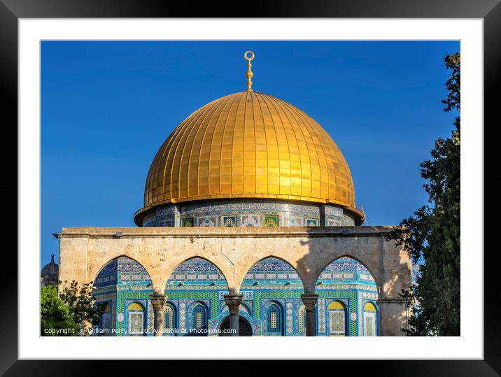 Dome Rock Islamic Mosque Temple Mount Jerusalem Is Framed Mounted Print by William Perry