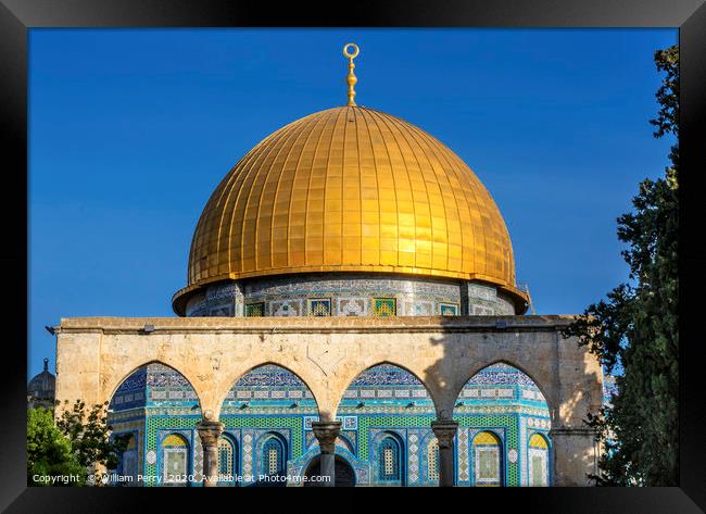 Dome Rock Islamic Mosque Temple Mount Jerusalem Is Framed Print by William Perry