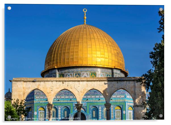 Dome Rock Islamic Mosque Temple Mount Jerusalem Is Acrylic by William Perry