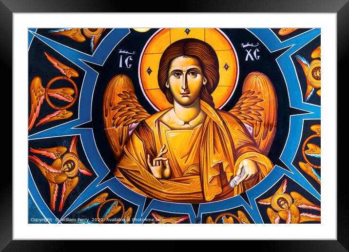 Jesus Christ Fresco Orthodox Church Bethany Jordan Framed Mounted Print by William Perry