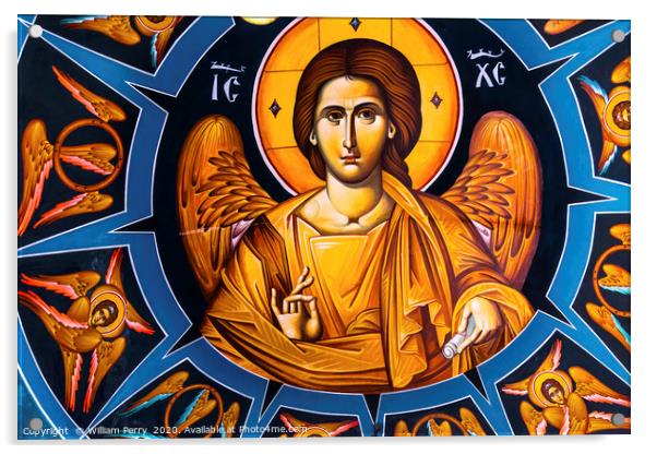 Jesus Christ Fresco Orthodox Church Bethany Jordan Acrylic by William Perry