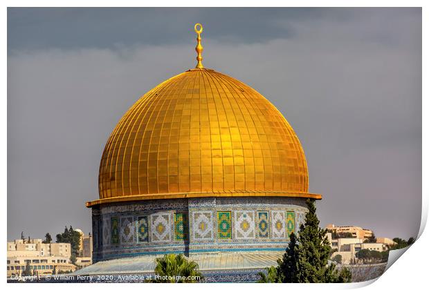 Dome Rock Islamic Mosque Temple Mount Jerusalem Is Print by William Perry