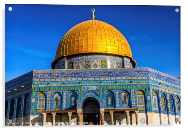 Dome of the Rock Islamic Mosque Temple Mount Jerus Acrylic by William Perry