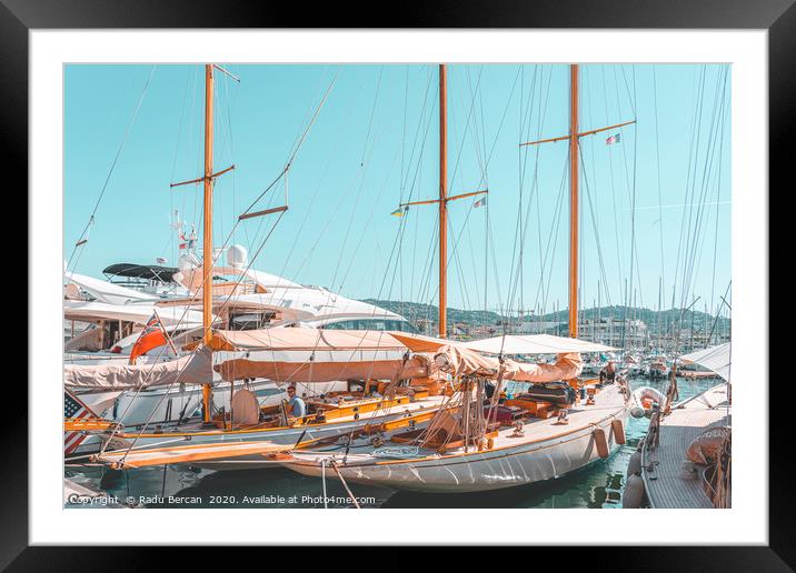Luxurious Yachts And Boats In Cannes, Travel Print Framed Mounted Print by Radu Bercan