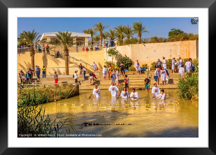 Baptisms Jordan River Israel Framed Mounted Print by William Perry