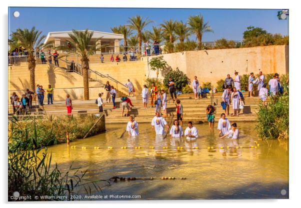 Baptisms Jordan River Israel Acrylic by William Perry