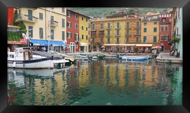 Castelletto Reflections at Lake Garda Framed Print by Dave Williams