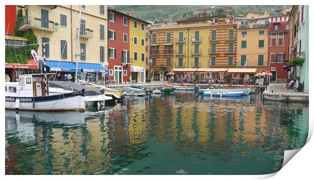 Castelletto Reflections at Lake Garda Print by Dave Williams