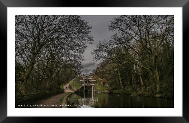 Bingley five rise in spring Framed Mounted Print by Richard Perks