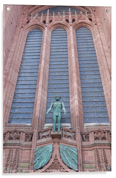 Liverpool Anglican Cathedral statue Acrylic by Jan Gregory