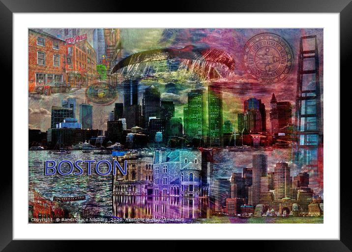 Boston Collage Framed Mounted Print by Randi Grace Nilsberg