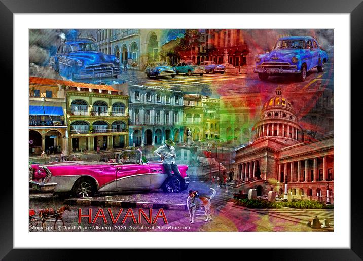Havana Collage Framed Mounted Print by Randi Grace Nilsberg