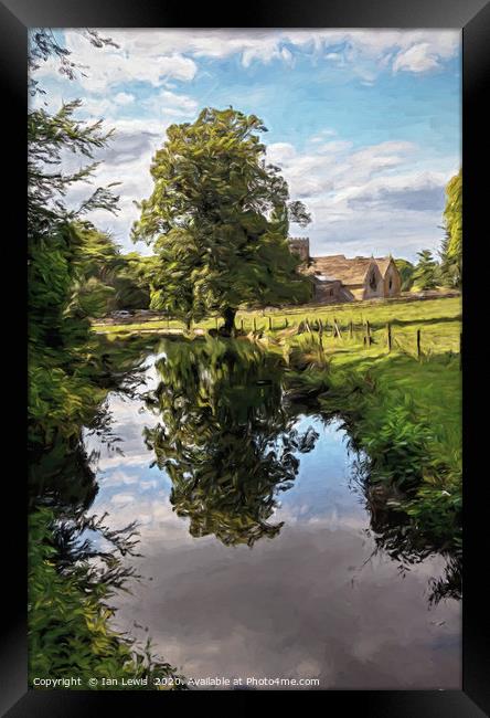 Reflections At East Lockinge Digital Art Framed Print by Ian Lewis