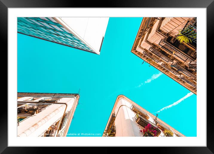 Looking Up, Barcelona City Travel, Gothic Quarter Framed Mounted Print by Radu Bercan