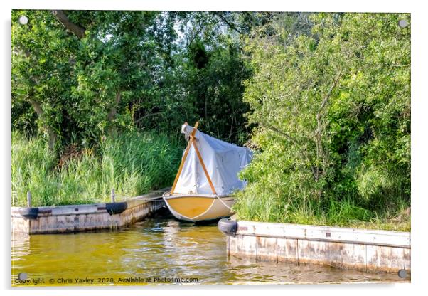 Wooden boat moored in the Norfolk Broads Acrylic by Chris Yaxley