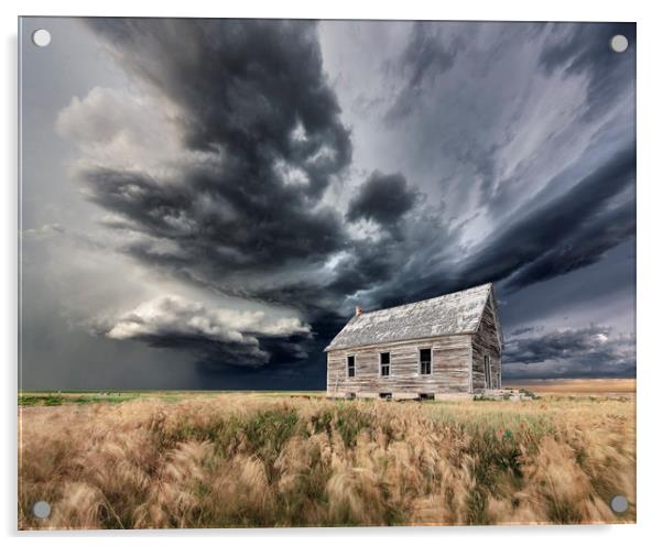Abandoned Schoolhouse with a Storm, Colorado Acrylic by John Finney
