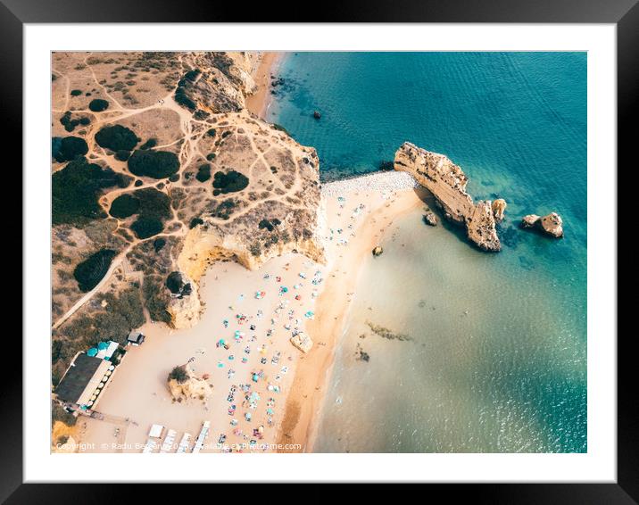 Aerial Ocean Beach Landscape, Algarve Portugal Framed Mounted Print by Radu Bercan