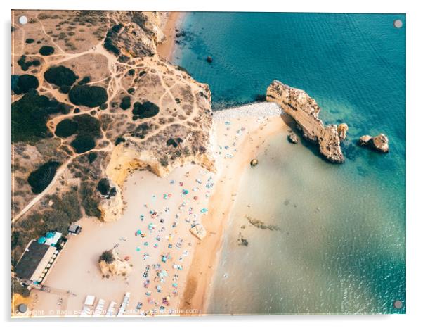 Aerial Ocean Beach Landscape, Algarve Portugal Acrylic by Radu Bercan