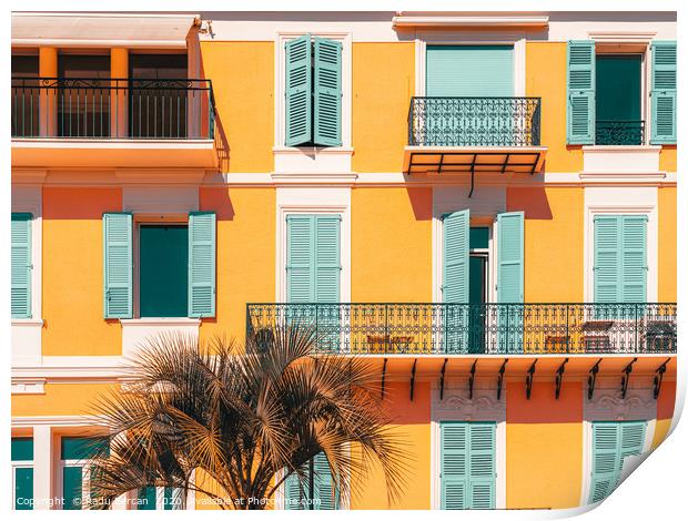 Charming Houses, Cannes City, Orange and Teal Print by Radu Bercan