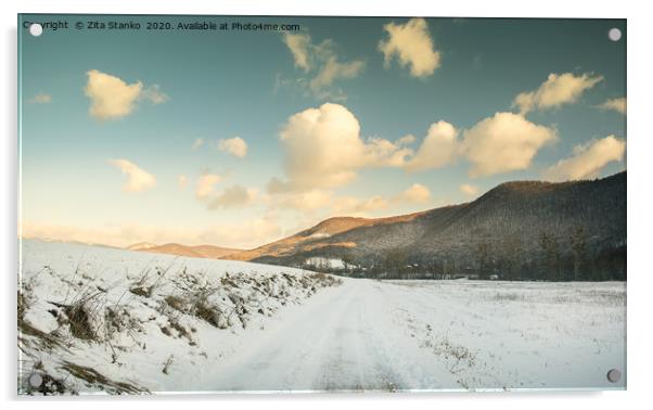 Winter landscape Acrylic by Zita Stanko