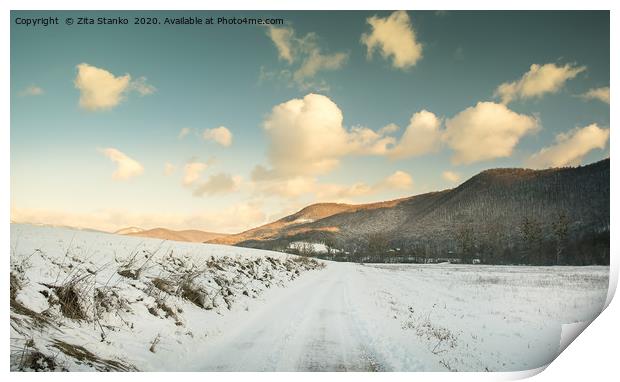 Winter landscape Print by Zita Stanko