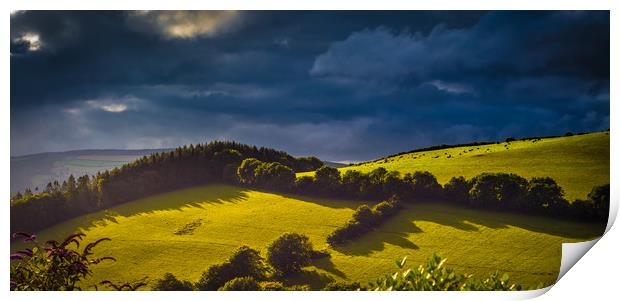 Evening on the Brendon Hills Print by Mike Lanning