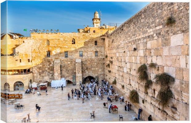 Praying at the Western "Wailing" Wall Jerusalem Is Canvas Print by William Perry