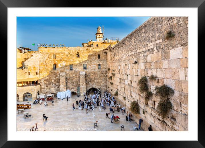 Praying at the Western "Wailing" Wall Jerusalem Is Framed Mounted Print by William Perry