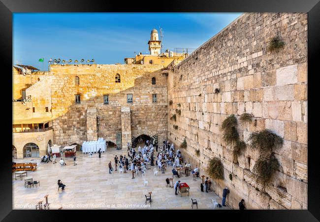 Praying at the Western "Wailing" Wall Jerusalem Is Framed Print by William Perry