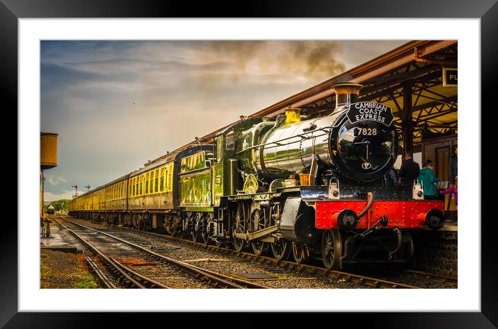 GWR 7828 'Odney Manor' with the Cambrian Coast Exp Framed Mounted Print by Mike Lanning