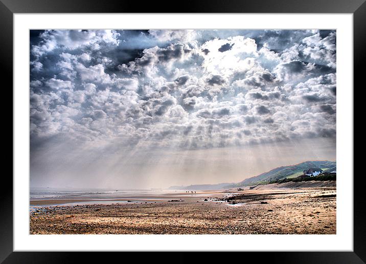 Heavenly Rays at Sandsend Beach Framed Mounted Print by Sandi-Cockayne ADPS