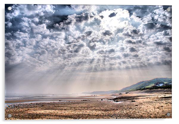 Heavenly Rays at Sandsend Beach Acrylic by Sandi-Cockayne ADPS