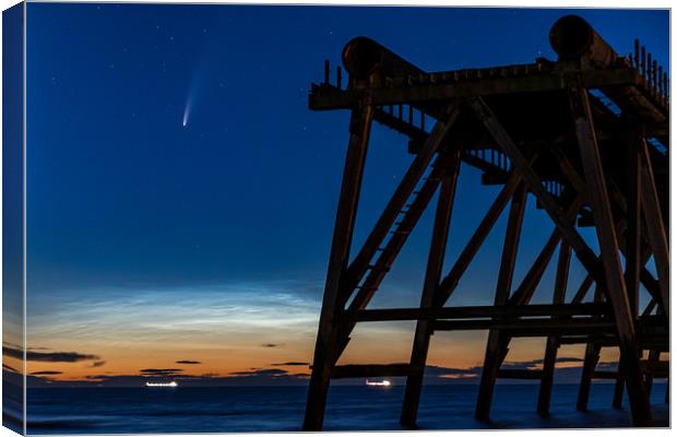 Neowise Comet with Noctilucent Cloud at Steetley P Canvas Print by John Stoves