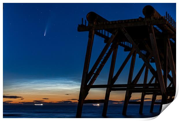 Neowise Comet with Noctilucent Cloud at Steetley P Print by John Stoves