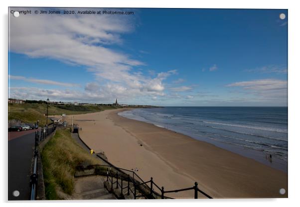 The Steps down to Tynemouth Long Sands Acrylic by Jim Jones